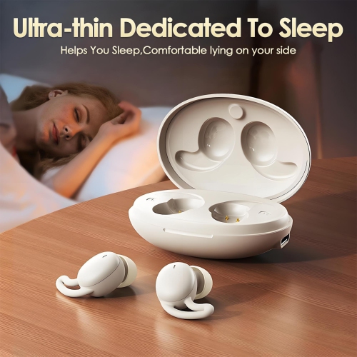 Mini Invisible Sleeping Earphones Bluetooth In-ear Headphones Wireless Bluetooth Sleeping Earbuds Headsets-White