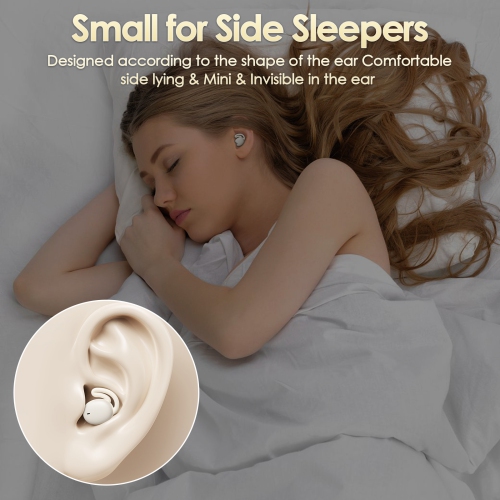 Mini Invisible Sleeping Earphones Bluetooth In-ear Headphones Wireless Bluetooth Sleeping Earbuds Headsets-White
