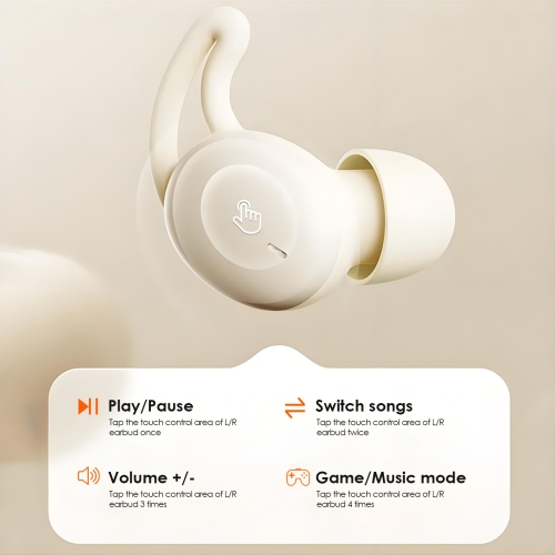 Mini Invisible Sleeping Earphones Bluetooth In-ear Headphones Wireless Bluetooth Sleeping Earbuds Headsets-White