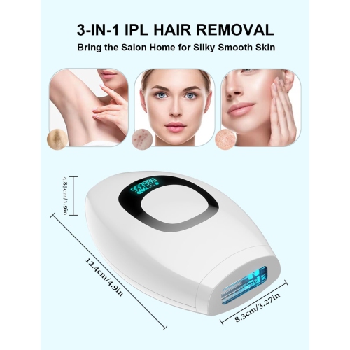 IPL Hair Removal,Laser Hair Removal At-Home for Women Men,Hair Removal Device for Facial Legs Arms Bikini Line-White