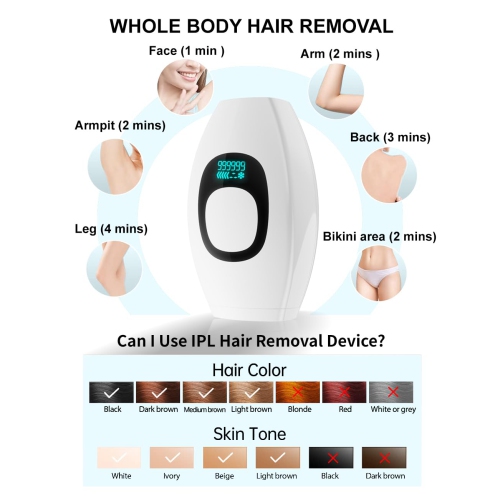 IPL Hair Removal,Laser Hair Removal At-Home for Women Men,Hair Removal Device for Facial Legs Arms Bikini Line-White