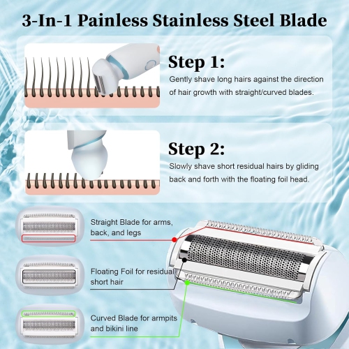 Dual Head Electric Shaver Razors for Women,2-IN-1 Electric Razor for Legs Underarm Face,Wet Dry Use Rechargeable Bikini Trimmer,Women Hair