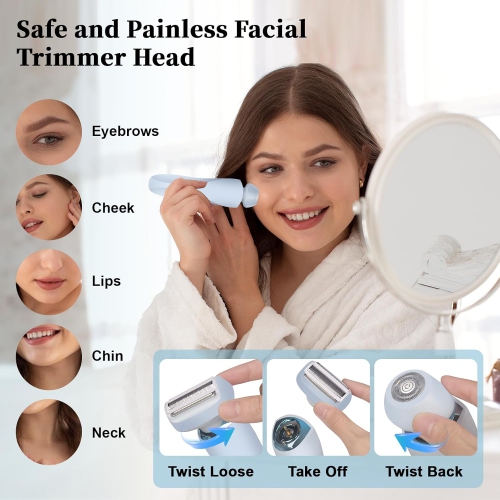 Dual Head Electric Shaver Razors for Women,2-IN-1 Electric Razor for Legs Underarm Face,Wet Dry Use Rechargeable Bikini Trimmer,Women Hair