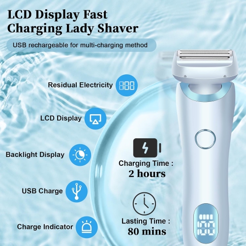 Dual Head Electric Shaver Razors for Women,2-IN-1 Electric Razor for Legs Underarm Face,Wet Dry Use Rechargeable Bikini Trimmer,Women Hair