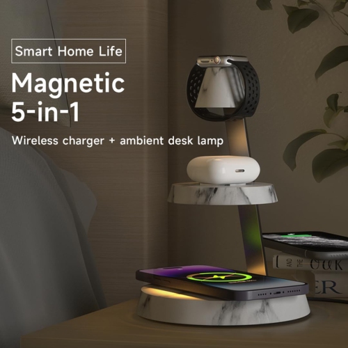 Magnetic Wireless Charger 3 in 1 Tower Standing Upright Double Layer Night Light High-power Convenient