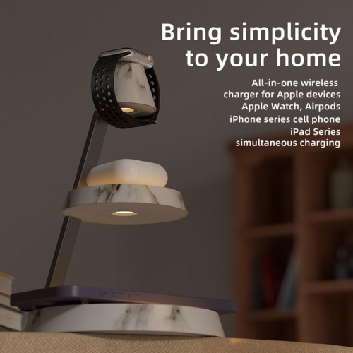 Magnetic Wireless Charger 3 in 1 Tower Standing Upright Double Layer Night Light High-Power Convenient