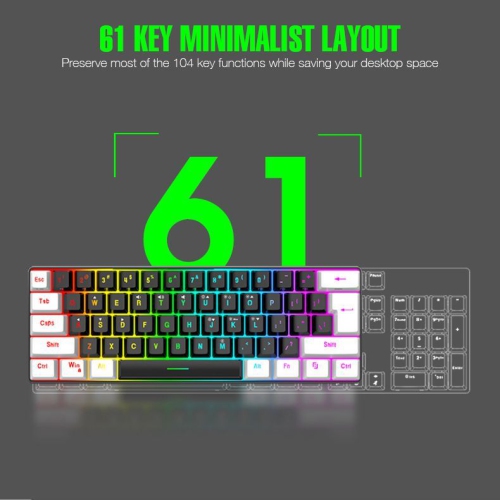 60% wired Gaming keyboard, RGB backlit ultra-small keyboard, waterproof portable, computer/MAC game keyboard