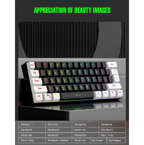 60% wired Gaming keyboard, RGB backlit ultra-small keyboard, waterproof portable, computer/MAC game keyboard