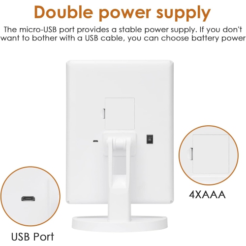 Makeup Mirror Vanity Mirror with Lights, Bathroom Adjustable Brightness Mirrors 1X/2X/3X/10X Magnification and Touch Screen Trifold Makeup Mirror