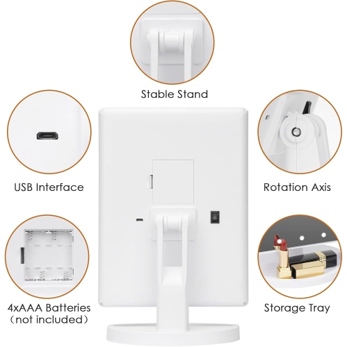 Makeup Mirror Vanity Mirror with Lights, Bathroom Adjustable Brightness Mirrors 1X/2X/3X/10X Magnification and Touch Screen Trifold Makeup Mirror
