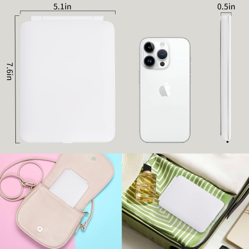 Miroir de voyage rechargeable avec lumière, miroir portatif avec lumières, grossissement de 3X/5X, éclairage de 3 couleurs, intensité du capteur