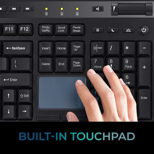 Adesso EasyTouch 445 Keyboard with Copilot Hotkey, Built-in Touchpad, Scroll Wheel, Multimedia & Internet Hotkeys for Windows/Mac/Android