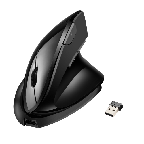 Adesso iMouse V30 Ergonomic Vertical Mouse – 2.4GHz Wireless, Adjustable Angles, Optical Sensor, Variable DPI, Rechargeable, Right-Handed, Carpal