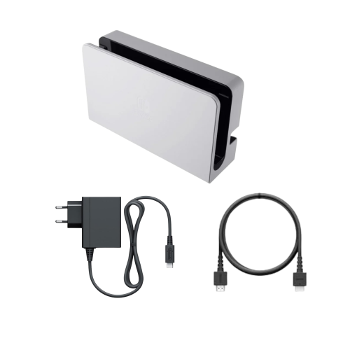 Refurbished - Official Nintendo Switch Dock - OLED Model - White (HEG-007) with Genuine Charger and HDMI Cable