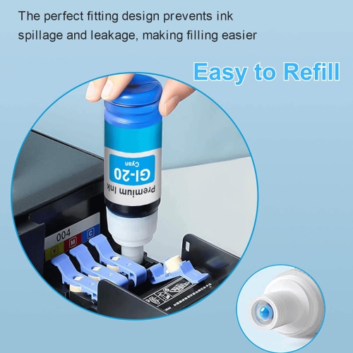 [High Yield] 10PK Compatible Ink Refill Bottle Replacement for Canon GI20 GI-20 GI 20 Ink - Canon PIXMA G5020, PIXMA G6020, PIXMA G7020