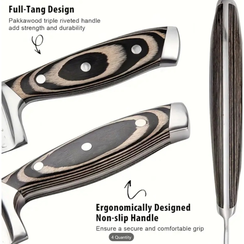 15pcs Premium Japanese Stainless Steel Knife Set with Wooden Block - Ultra Sharp, Full-Tang Design, Irregular Hammer Pattern - Includes Chef's Knife,