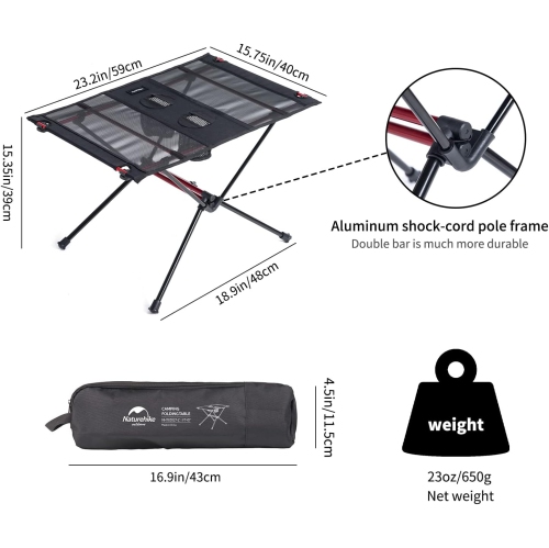 Table de camping pliante et portative de PetginHome, petite table pliante et légère avec sac de transport pour barbecue, pique-nique, plage et camping