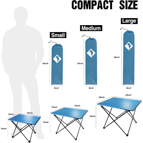 Table de camping pliable et portative de PetginHome, table d'appoint compacte en aluminium ultraléger, table légère pliable avec sac de transport