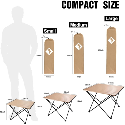 Table de camping pliable et portative de PetginHome, table d'appoint compacte en aluminium ultraléger, table légère pliable avec sac de transport