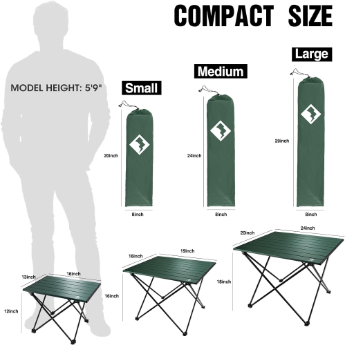 Table de camping pliable et portative de PetginHome, table d'appoint compacte en aluminium ultraléger, table légère pliable avec sac de transport