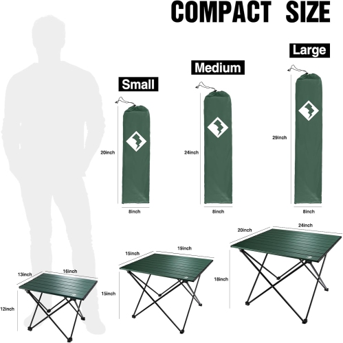 Table de camping pliable et portative de PetginHome, table d'appoint compacte en aluminium ultraléger, table légère pliable avec sac de transport