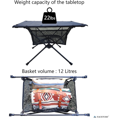 PetginHome Backpacking Table with Storage Mesh for Camping Gear, Hiking Table and Mountaineering Table, Camp Table