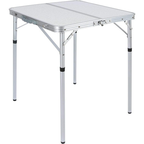 Table pliante de 2 pi de PetginHome, table pliante à hauteur réglable, table de camping légère et portative en aluminium, 2 hauteurs, 68D x 59&nbsp;W