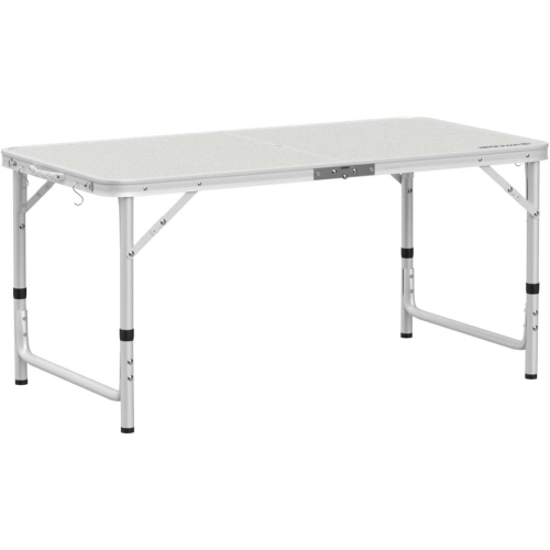 Table pliante de 4 pi de PetginHome, table pliable à hauteur réglable, table de camping légère et portative en aluminium, 2 hauteurs, 61D x