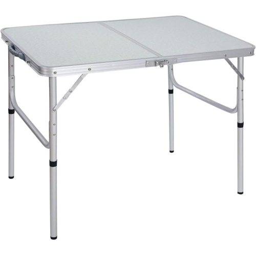 Table pliante de 3 pi de PetginHome, table pliable à hauteur réglable, table de camping légère et portative en aluminium, 2 hauteurs, 91.4D x