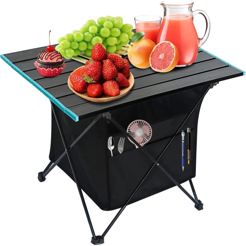 PETGINHOME  Folding Table, Portable Camping Table Aluminum Beach Table With Carry Bag, Lightweight Folding Patio Table for Bbq, Picnic, Camping-Medium