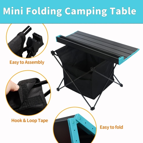 Table pliante de PetginHome,Table de camping portative en aluminium avec sac de transport,Table de patio pliable légère pour