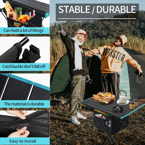 PetginHome Folding Table,Portable Camping Table Aluminum Beach Table with Carry Bag,Lightweight Folding Patio Table for BBQ,Picnic,Camping-Large