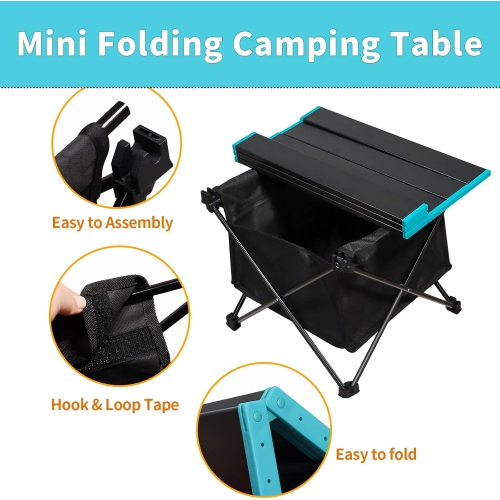 Table pliante de PetginHome,Table de camping portative en aluminium avec sac de transport,Table de patio pliante légère pour