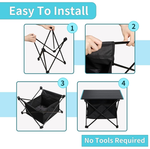 Table pliante de PetginHome,Table de camping portative en aluminium avec sac de transport,Table de patio pliante légère pour