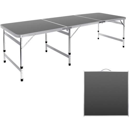 Petite table pliante de 6 pi Table de camping pliable Table de barbecue Table de pique-nique Portable Mesh 3 Hauteur réglable pour pique-nique, plage
