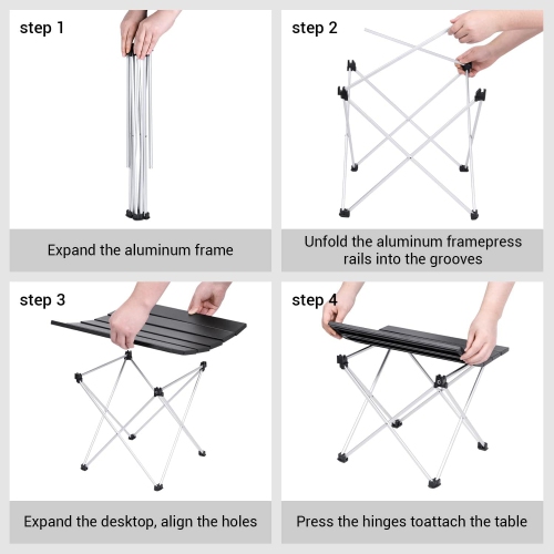 Table pliante de camping PetginHome, table d'appoint compacte en aluminium léger pour barbecue de pique-nique de camping, petit