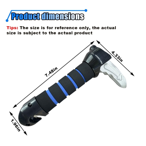 3 in 1 Portable Door Assist Handle,Security Hammer,Belt Cutter,Car Cane for Elderly(2pcs)-Blue
