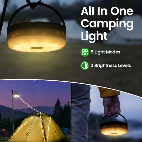 Portable Camping String Lights,32.8FT Rechargeable Tent Lights String,Hanging Camping Lanterns Portable LED Lamp for Outdoor Patio Awning Garden