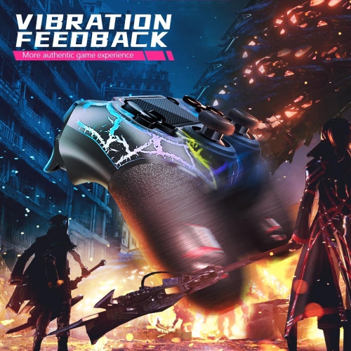 Light-up Wireless Controller for PS4, with RGB Light, 1000mah Battery, 3.5mm Audio Jack and Turbo Function, Compatible with PS4/Slim/Pro and Windows