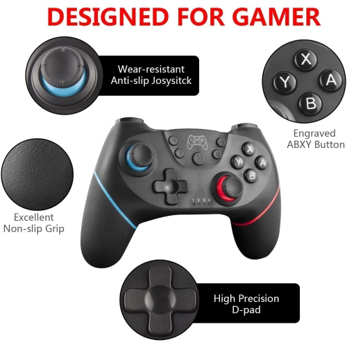 Manette pour Switch, manette sans fil Pro pour Switch/Switch Lite/Switch OLED, manette de jeu avec manche à balai, vibration turbo réglable