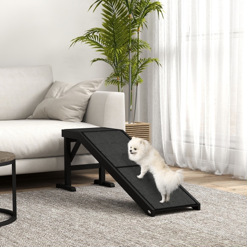 PawHut – Marchepieds pour tapis à plateforme antidérapante Dogs Cats, pin, 59 long. X 16 larg. X 20 haut., noir