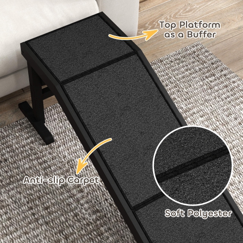 PawHut – Marchepieds pour tapis à plateforme antidérapante Dogs Cats, pin, 59 long. X 16 larg. X 20 haut., noir