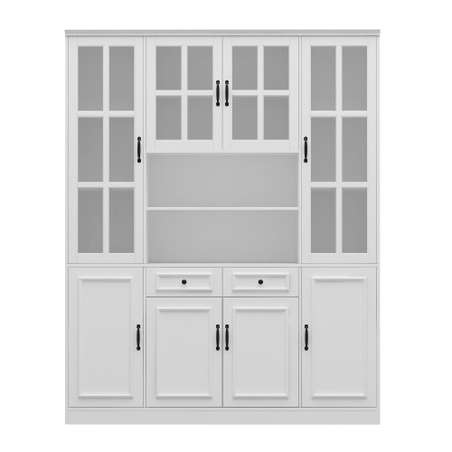 Homsee Spacious Bookcase with Glass Doors, Adjustable Shelves & Generous Storage for Home Library or Study , White