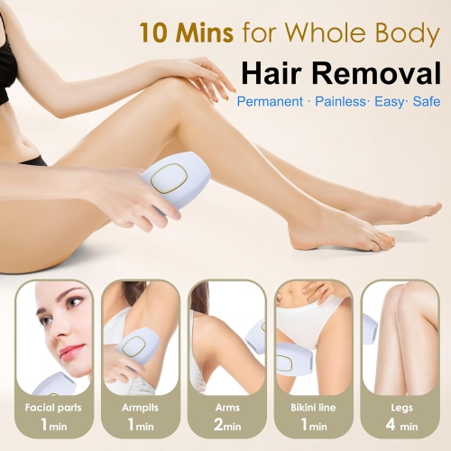 IPL Laser Hair Removal Device,USB Painless Home Hair Removal Device for Face Legs and Body-White
