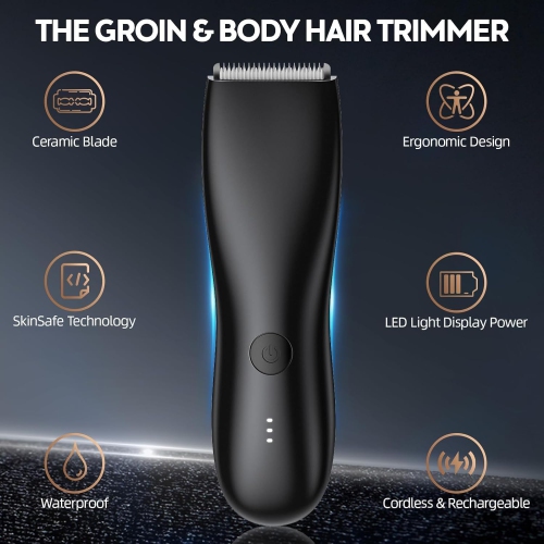 Men's Body Hair Trimmer, Waterproof Rechargeable Electric Full Body Trimmer for Home Use-Black