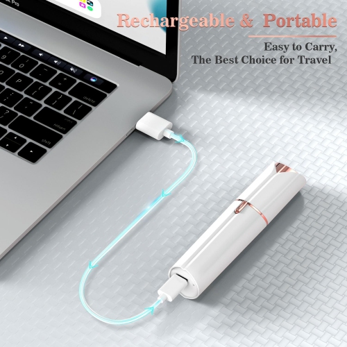 Facial Hair Remover for Women,Face Hair Trimmer,Rechargeable Women Facial Shaver,Painless Lady Shavers for Face Hair,Upper Lips,Bikini Line,Body-White