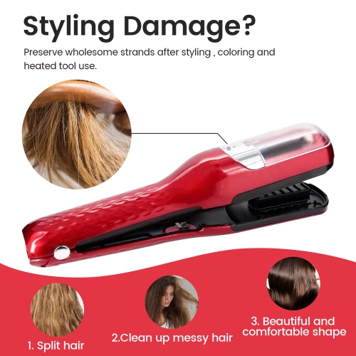 Cordless Hair Split End Remover USB Straighten Hair Automatic Hair Clipper Hair Fork Trimmer Electric Hair Trimmer-Red