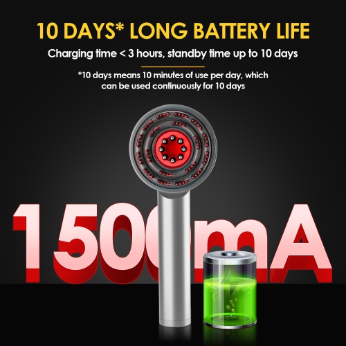 Red Blue Light Therapy Scalp Massage Brush Hair Growth Massager Comb Shiatsu Scalp Massager Electric Head Massage Comb-Gray