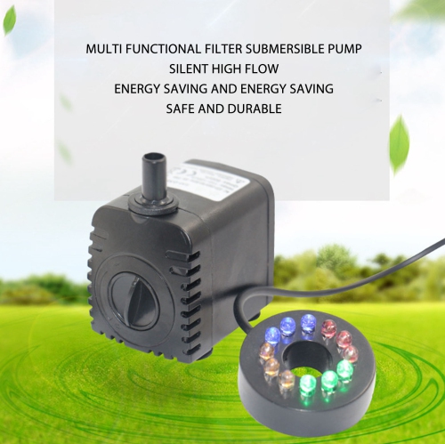 Submersible Pump 8W 600LPH IP68 Ultra Quiet Fountain Water Pump with Colorful LED Light for Pond Aquarium Fish Tank US Plug 110V