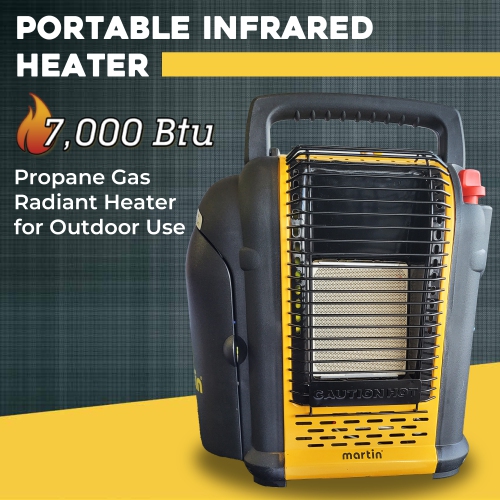 Martin CHS7 Portable Infrared Heater - 7000 BTU Propane Gas Radiant Heater for Outdoor Use, Works with 1lb Tanks; Heating for Camping, Fishing,